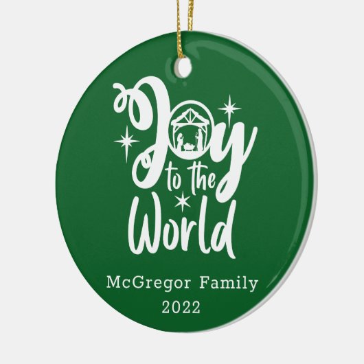 Weihnachtskrippe Freude für die Welt Grün & Weiß Keramik Ornament (Links)