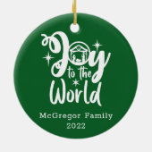 Weihnachtskrippe Freude für die Welt Grün & Weiß Keramik Ornament (Hinten)