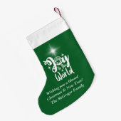 Weihnachtskrippe Freude für die Welt Grün & Weiß Kleiner Weihnachtsstrumpf (Rückseite (Hängend))