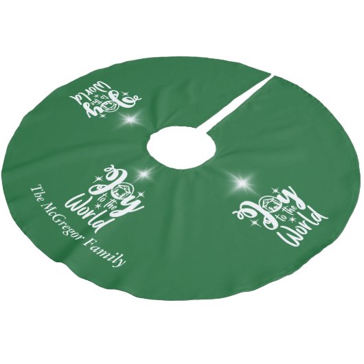 Weihnachtskrippe Freude für die Welt Grün & Weiß Polyester Weihnachtsbaumdecke (Schrägansicht)