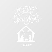 Weihnachtskrippe Frohe Weihnachten Weiß Fensteraufkleber (Blatt)