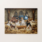 Weihnachtskrippe für alle Tiere, raue Colliese - Puzzle (Horizontal)