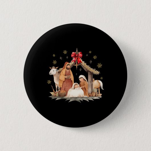 Weihnachtskrippe für christliche Familien Button (Vorderseite)