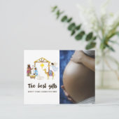 Weihnachtskrippe für Wasserfarben erwartet Baby Ankündigungspostkarte (Stehend Vorderseite)