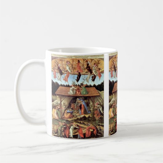 Weihnachtskrippe, Geburt Christi von Botticelli Kaffeetasse (Links)
