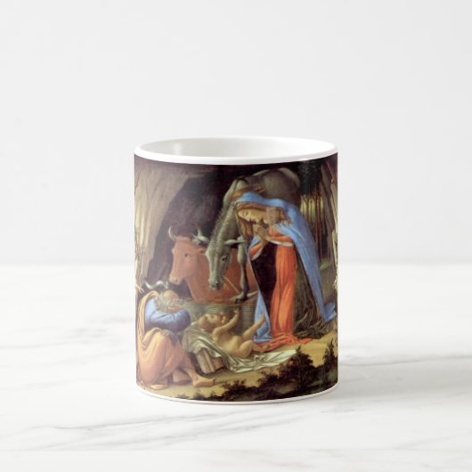 Weihnachtskrippe, Geburt Christi von Botticelli Kaffeetasse (Mittel)