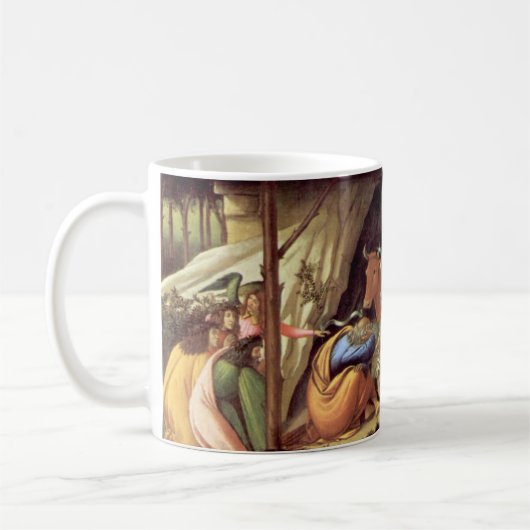 Weihnachtskrippe, Geburt Christi von Botticelli Kaffeetasse (Links)