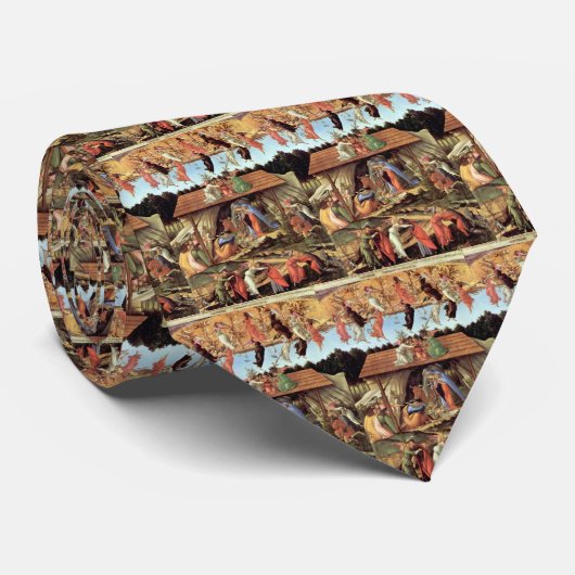 Weihnachtskrippe, Geburt Christi von Botticelli Krawatte (Gerollt)