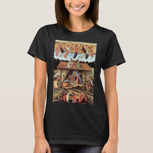 Weihnachtskrippe, Geburt Christi von Botticelli T-Shirt (Vorderseite)