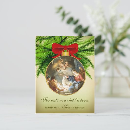 Weihnachtskrippe Geburt Feiertagspostkarte (Stehend Vorderseite)