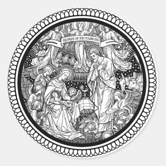 Weihnachtskrippe Geburt von Jesus Mary Joseph Runder Aufkleber (Vorderseite)