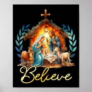 Weihnachtskrippe Glaube Christlich Xmas Familie Fr Poster