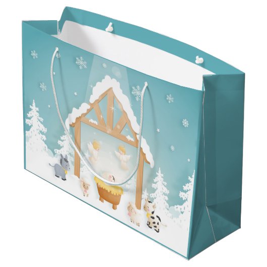 Weihnachtskrippe Große Geschenktüte (Rückseite Schrägansicht)