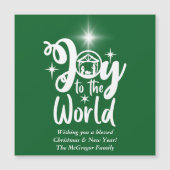 Weihnachtskrippe Grün & Weiße Freude für die Welt Magnetkarte (Vorderseite)