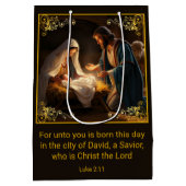 Weihnachtskrippe Heilige Familie Religiös Mittlere Geschenktüte (Rückseite)