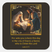 Weihnachtskrippe Heilige Familie Religiös Quadratischer Aufkleber (Vorderseite)