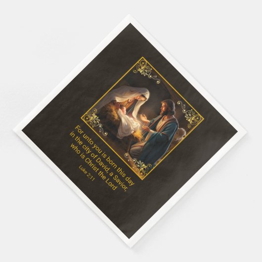 Weihnachtskrippe Heilige Familie Religiös Serviette (Ecke)