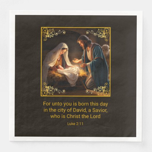 Weihnachtskrippe Heilige Familie Religiös Serviette (Vorderseite)