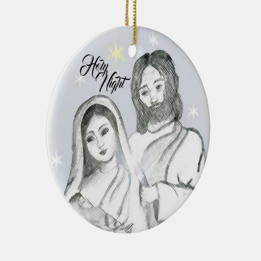 Weihnachtskrippe Heilige Nacht Keramik Ornament (Rechts)