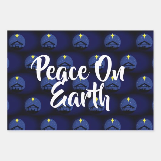 Weihnachtskrippe im Weltfrieden Geschenkpapier Set (Vorderseite)