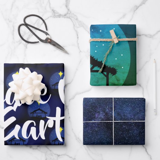 Weihnachtskrippe im Weltfrieden Geschenkpapier Set (Vorderseite)