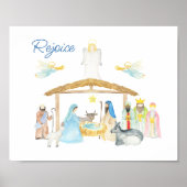 Weihnachtskrippe in Wasserfarbe Poster (Vorne)