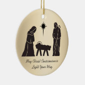 Weihnachtskrippe Inspiration Sprichwort Gold Keramik Ornament (Rechts)