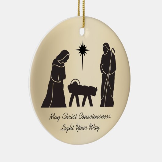 Weihnachtskrippe Inspiration Sprichwort Gold Keramik Ornament (Rechts)