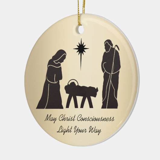 Weihnachtskrippe Inspiration Sprichwort Gold Keramik Ornament (Links)