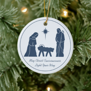 Weihnachtskrippe Inspirational Sprichwort Blau Keramik Ornament