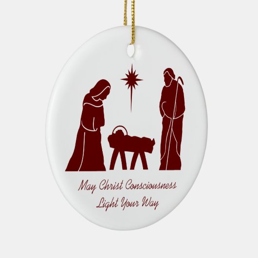 Weihnachtskrippe Inspirational Sprichwort Dunkelro Keramik Ornament (Rechts)