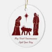 Weihnachtskrippe Inspirational Sprichwort Dunkelro Keramik Ornament (Links)