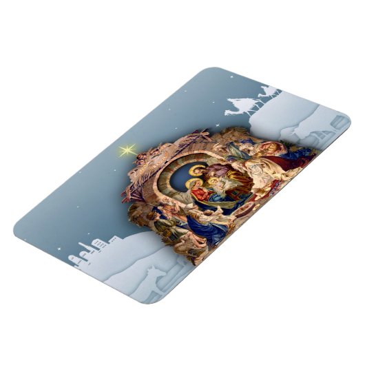 Weihnachtskrippe Jesus 4 x 6 Magnet (Linke Seite)