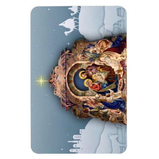 Weihnachtskrippe Jesus 4 x 6 Magnet (Vertikal)