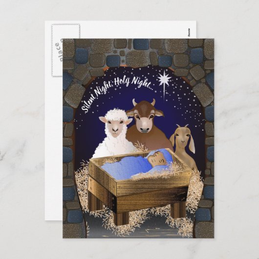 Weihnachtskrippe Jesus Feiertagspostkarte (Vorne/Hinten)