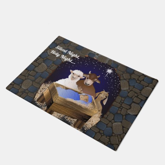 Weihnachtskrippe Jesus Fußmatte (Schrägansicht)
