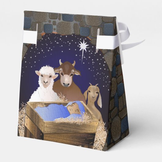 Weihnachtskrippe Jesus Geschenkschachtel (Rückseite)