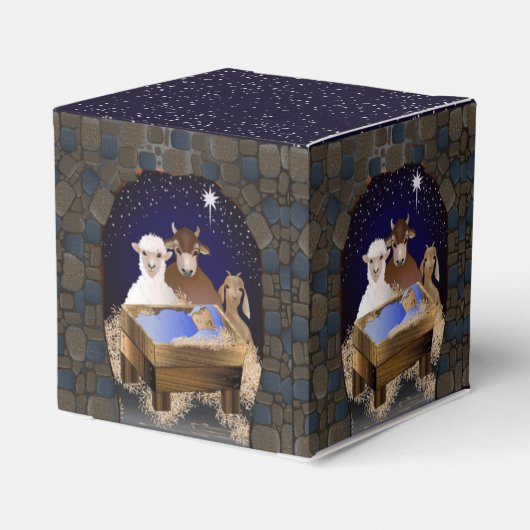 Weihnachtskrippe Jesus Geschenkschachtel (Rückseite)