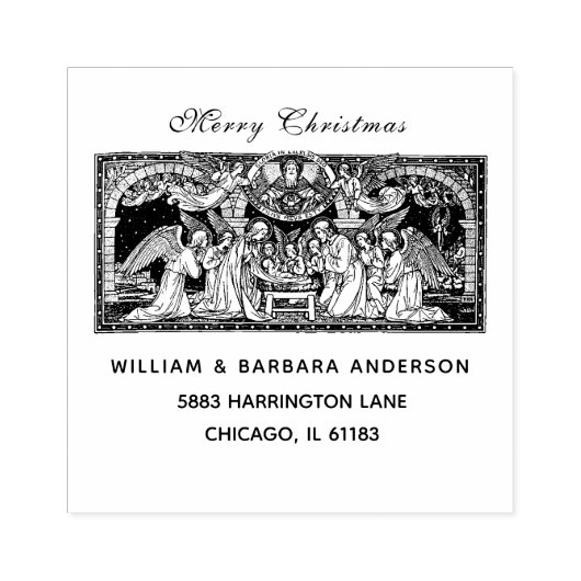 Weihnachtskrippe Jesus Mary Joseph Angels Gummistempel (Prägung)