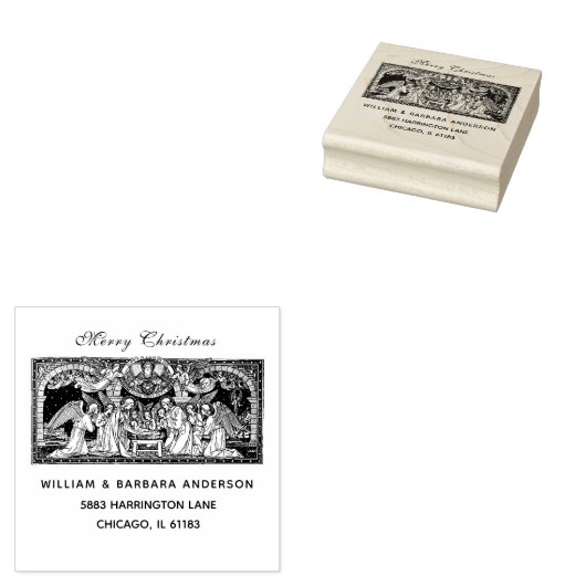 Weihnachtskrippe Jesus Mary Joseph Angels Gummistempel (Stempel)