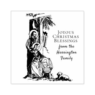 Weihnachtskrippe Jesus Mary St. Joseph Katholik Gummistempel
