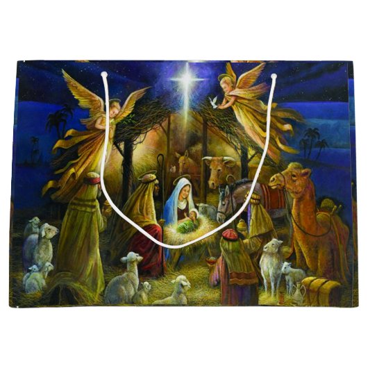 Weihnachtskrippe Jumbo-Geschenktasche Große Geschenktüte (Vorderseite)