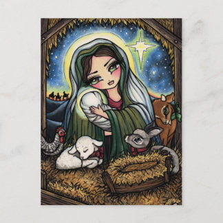 Weihnachtskrippe Jungfrau Mary Jesus Art Postcard Feiertagspostkarte