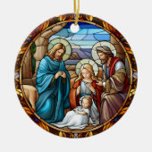 Weihnachtskrippe Keramik Ornament (Vorne)