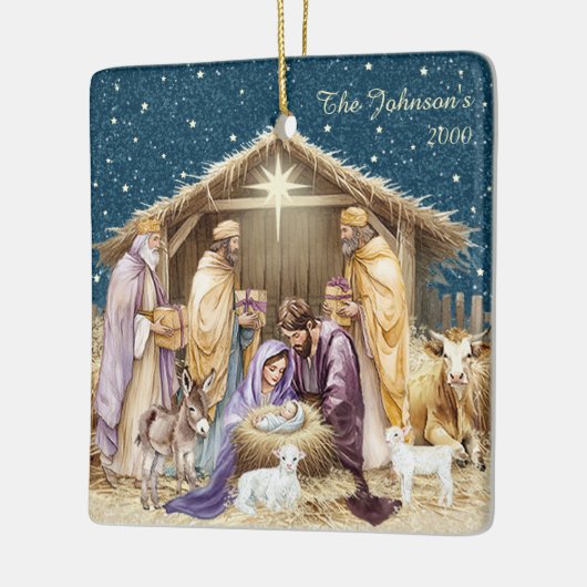 Weihnachtskrippe Keramikornament (Links)