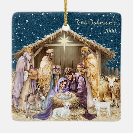 Weihnachtskrippe Keramikornament (Rückseite)