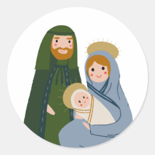 Weihnachtskrippe Klassischer Rundsticker Runder Aufkleber