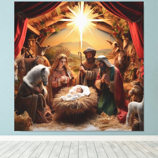 Weihnachtskrippe Leinwanddruck (Insitu (Holzboden))