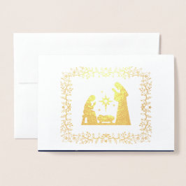 Weihnachtskrippe Luxus Real Foil Cards Folienkarte