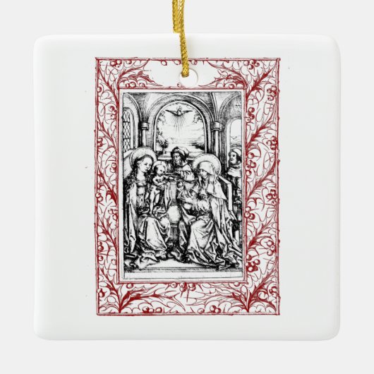 Weihnachtskrippe Madonna and Child Holly Keramikornament (Vorderseite)